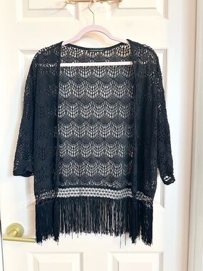 Black you are not alone fringed kimono